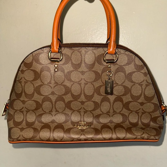 Coach Signature Satchel in Brown and Orange - Picture 1 of 5